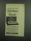 1949 Rolls Razor Ad - Only Safety Razor With A Lifetime Blade