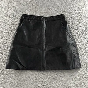 Lulus Womens Skirt Black Size XS Mini Faux Leather Pockets Zip Polyester Blend - Picture 1 of 17