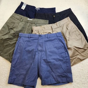 5 pc LOT Pleated Front Dad Shorts 34 Cotton Everyday Casual Pockets Golf - Picture 1 of 8
