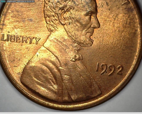 1992 P Lincoln Penny Grease Strike DDO, Rim and Crack Unique Error! Free  ShipP6 Cover