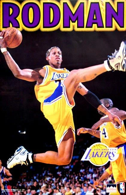Dennis Rodman GOLDEN FLY Los Angeles Lakers 1999 Starline NBA 22x34 Wall POSTER - Image 1 of 1
