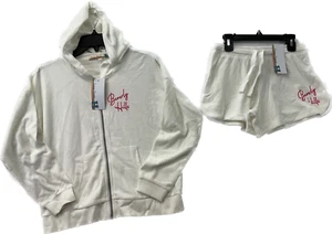 Vintage Havana Terry Zip Hoodie And Shorts Girls Size XL 16 White Beverly Hills - Picture 1 of 14