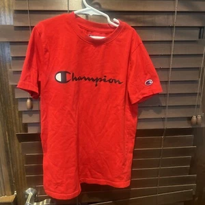 Champion Shirt Youth Size Large L Red Black Graphic Tee Short Sleeve Top Kids - Picture 1 of 5