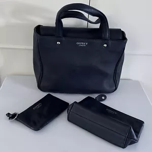 Juego de bolso Osprey London 3 en 1 bolso azul marino de cuero en muy buena condición pre amado - Imagen 1 de 7