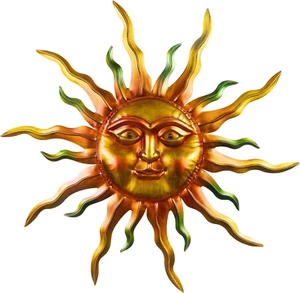 Metall Wandbild Sonne groß Wanddeko hängend Terrasse Garten für drinnen draußen - Bild 1 von 7