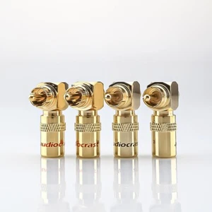 4PCS HI-END Gold Plated RCA Plug Right Angled HIFI RCA Connector for Cable NEW - Picture 1 of 11