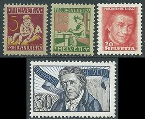 1927 SVIZZERA PRO JUVENTUTE PESTALOZZI SOGGETTI INFANTILI 4 VALORI MNH ** RF41-2 - Picture 1 of 1