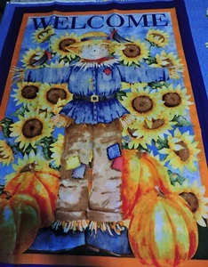 100% Cotton Fabric - Wall Hanging -  Harvest Scarecrow - Picture 1 of 8