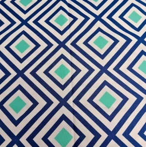 "Geo Pop" Designed 1 yd~Robert Kaufman by Emmis K. in Blue, Turquoise on White - Picture 1 of 2