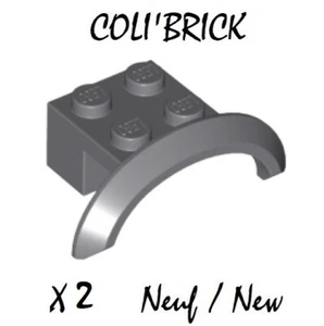 Lego 98282 - 2x Garde Boue Vehicle Mudguard 4x2 1/2x1 - Dark Bluish Gray - NEUF - Imagen 1 de 1