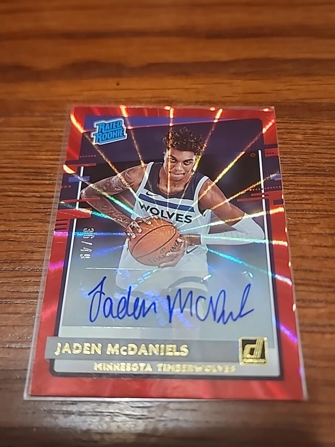 2020 Donruss Jaden Mcdaniels Auto /49 Red Laser