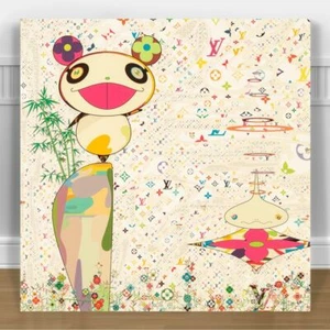 TAKASHI MURAKAMI HELLO PANDA CANVAS PRINT 24x24" JAPANESE POP ART - Picture 1 of 1