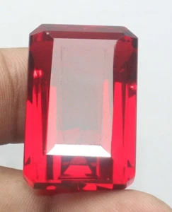 86.00 Ct. Mozambique Blood Red Ruby Emerald Cut Loose Gemstone Gift for Birthday - Picture 1 of 6