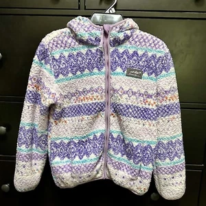 Eddie Bauer Kid's Fleece Jacket Full Zip Hooded Pockets Size  S 7/8 - Picture 1 of 3