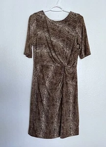 Chaus Women’s Leopard Animal Print Side Knot Sheath Dress Size L - Picture 1 of 12