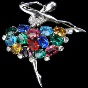 MB Boucher 'Sonia' Ballerina with Multicolour Gems Tutu Pin - Picture 1 of 7