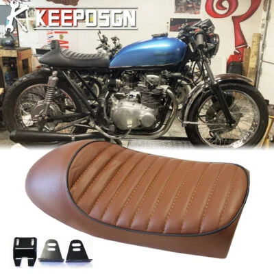 Sillín de joroba de asiento de corredor café marrón para Kawasaki Yamaha Honda Suzuki Foto 1 de 4