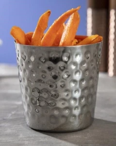 Chip Serving Cups Pack of 2 Food Presentation Pot Dimpled Finish 8.5 x 8.5cm - Picture 1 of 5