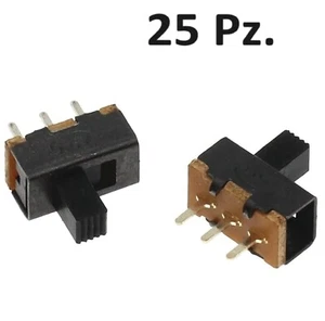 25 Pz. MICRO INTERRUTTORE DEVIATORE A SLITTA on-on 3 pin 2 posizioni c.s. PCB - Foto 1 di 4