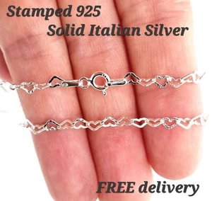 Sterling Silver Chain Necklace Love Heart Stamped 925 - 18inch - 3mm - Picture 1 of 16
