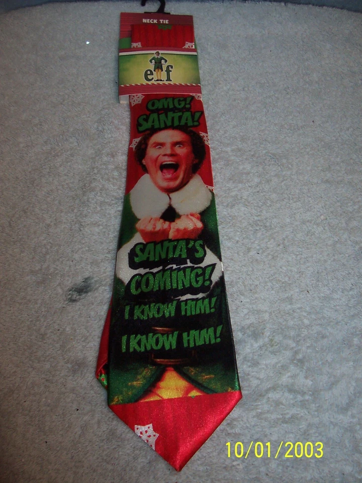 Corbata de Navidad para hombre Elfo La Película OMG Santa's Coming Will Ferrell Nueva Foto 1 de 2