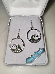 Wild Pearle Sterling Silver 925 Abalone Cresting Wave Earrings New In Box NIB - Picture 1 of 4