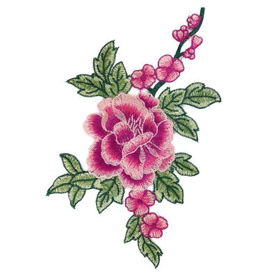 LITTLE ANGEL Rose 24cm Bügelbild Applikation Aufnäher Rosen Blättern Rose Blumen Stickerei