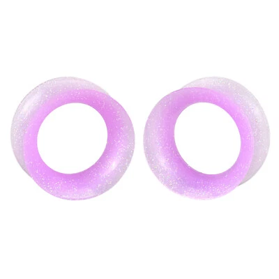 4PCS Gold Glitter Silicone Ear Guages Plugs Ultra Thin Earskins Flesh Tunnels - Image 1 of 4