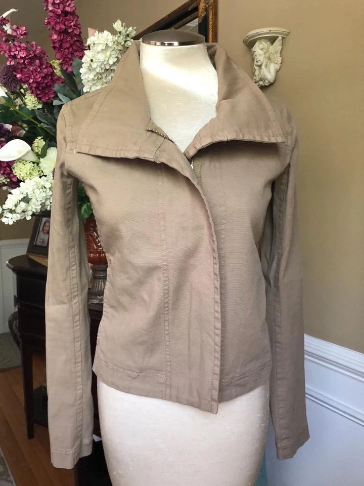 Chaqueta estándar James Perse cremallera frontal caqui talla 2 (ja800 Foto 1 de 1