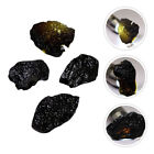 4 Black Meteorite Space Rocks in Treasure Chest Display Case