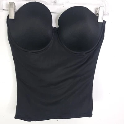 Va Bien 紧身胸衣女式 34C 无钉钩背纯色黑色钢圈无骨 — 第 1/4 张图片