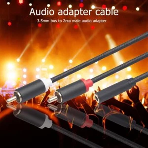Gold Plated 2RCA Male to 3.5mm Stereo Female Adapter Aux Audio Y Splitter Cable - Picture 1 of 11