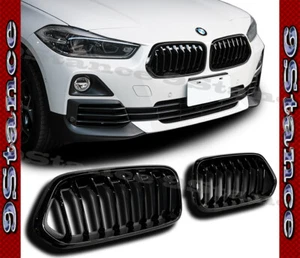 GLOSS BLACK KIDNEY GRILLE SINGLE SLANT FIT 2018 2019 2022 F39 X2 SUV SPORT 4DOOR - Picture 1 of 4