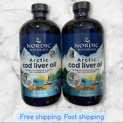FOR 2 Nordic Naturals Arctic Cod Liver Oil Orange LARGE 16 oz EXP06/26+ NEW SHIP - Image 1 of 2