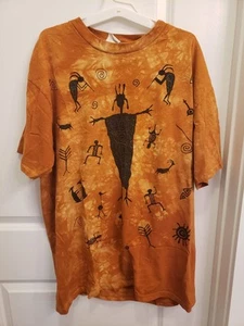 BFOFO Cave Art Shirt Herren Bekleidung Acid Wash Tribal Vintage Einzelnaht Größe L - Bild 1 von 4