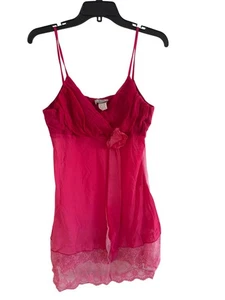 Babydoll Guess vintage para mujer mediano poliéster rosa encaje ribete sin mangas hasta la rodilla - Imagen 1 de 5