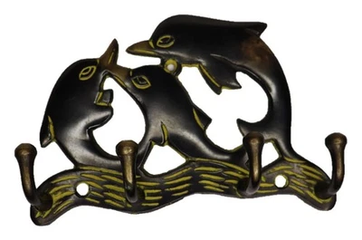 Gancho para colgar de pared llave toalla de tela de latón hecha a mano estilo antiguo de familia de peces Foto 1 de 4