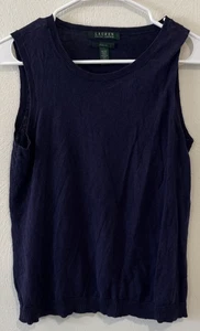 Lauren Ralph Lauren Women’s Medium Blue Knit Sleeveless Pullover Tank Top - Picture 1 of 3