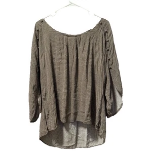Maeve Anthropologie Blouse Brown Polka Dot 3/4 Sleeve High Low Hem Top Large - Picture 1 of 10