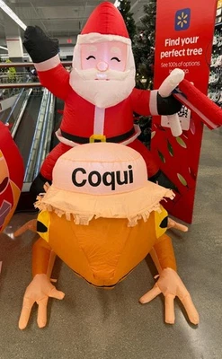 Puerto Rico Navidad 5 Ft Inflatable Santa Encima De Coqui With Led Lights.New. - Image 1 of 4