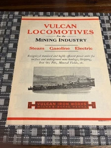 Vulcan Locomotives for Mining Industry Steam, Gasoline, Electric ORIGINAL RARE - Bild 1 von 4