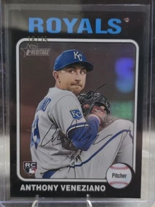 2024 Topps Heritage High Number Anthony Veneziano #602 (RC) Chrome Black 18/75 - Picture 1 of 3