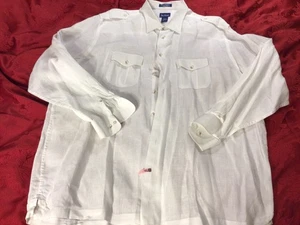PAUL FREDRICK LINO MANGA LARGA HOMBRE 2XLT BLANCO BOLSILLOS 58” pecho convertible - Imagen 1 de 8