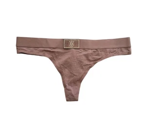 New VICTORIA'S SECRET M Mauve Pink Shine Patch Bling Thong Panty Women - Picture 1 of 8