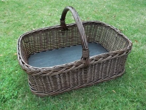 Serviertablett, Tablett mit Bügelgriff und hohem Rand aus Weide, dunklel braun - Bild 1 von 2
