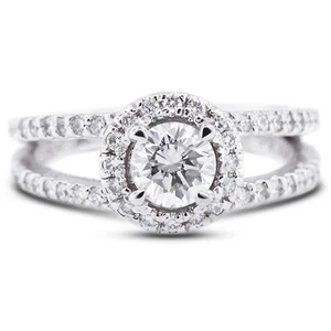 1 1/2ct Red SI1 Round Earth Mined Certified Diamonds 14k Gold Halo Accent Ring - Picture 1 of 23