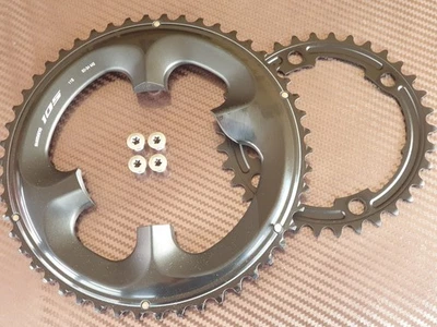 (Set of 2) Shimano 105 FC-R7000 (50 + 34t) Chainrings Chain Rings + Bolts BLACK  - Image 1 of 4