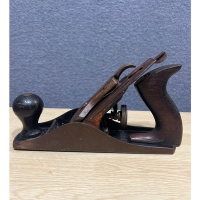 Antigo avião de madeira Stanley Bailey No. 4 ferramentas de alisamento para carpintaria feitas nos EUA - Imagem 1 de 4