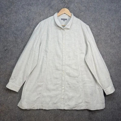 Sahara Shirt Womens UK20-22 White 100% Cotton Button Up Oversized Boxy Lagenlook - Image 1 of 4