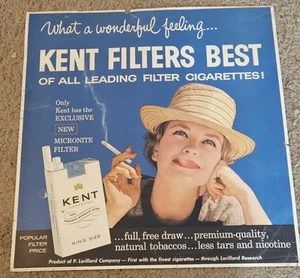 Kent Cigarettes 1950's Advertisement Poster Cardboard vintage antique. - Bild 1 von 9